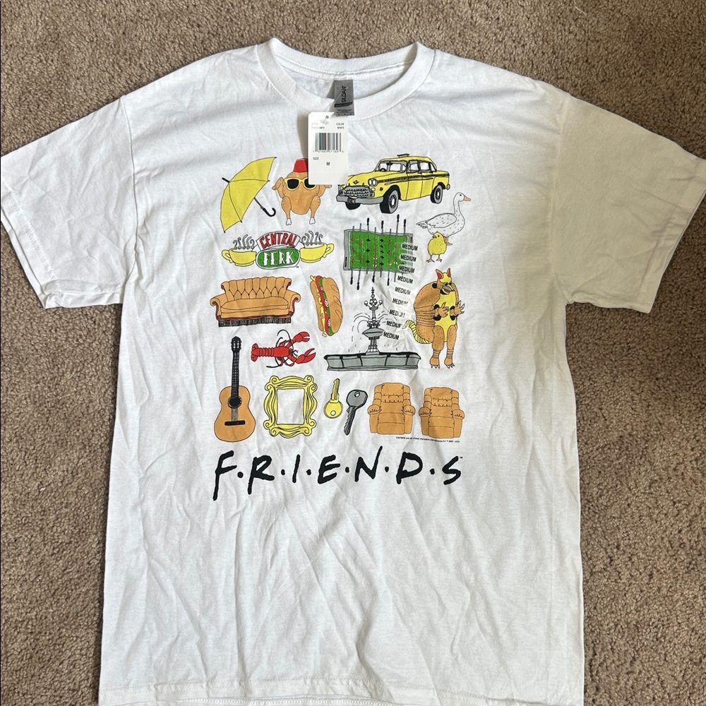 White Graphic T-Shirt with Friends Theme